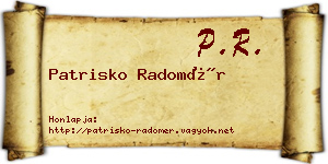 Patrisko Radomér névjegykártya